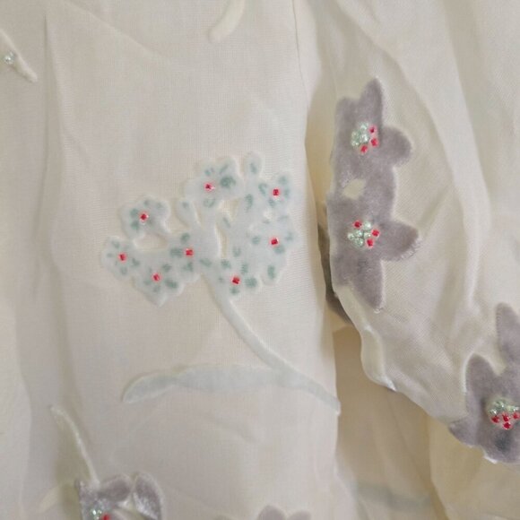 Coldwater Creek Flocked Beaded Vintage Unique Lined Silk Blend Jacket Size L - Picture 4 of 6